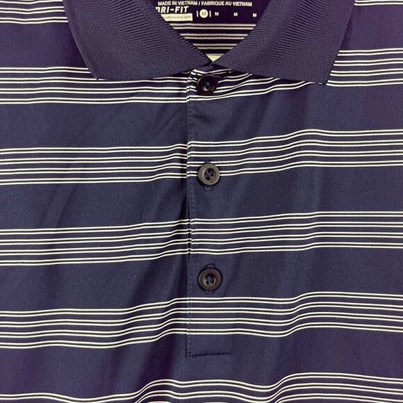 Nike Men's Medium Golf Polo Tour Performance Dri-Fit Horizontal Lines Shirt Prep - Picture 6 of 10